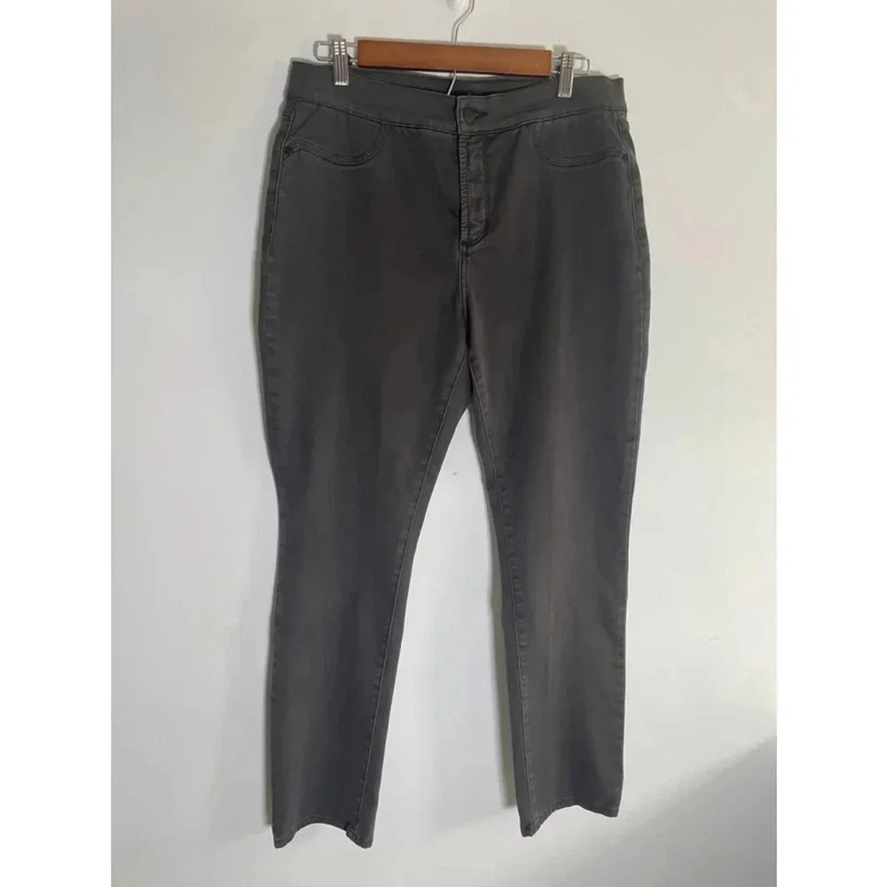 Women's NYDJ Black Gray Straight Leg Jeans Size 12 EUC! 0120